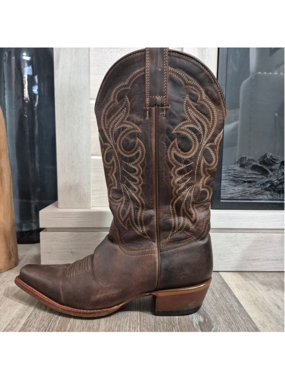 Women's ShyanneBrown Leather Cowgirl Western Boots 8.5 - Picture 6 of 10